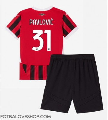 AC Milan Strahinja Pavlovic #31 Dětské Domácí Dres 2024-25 Krátký Rukáv (+ trenýrky)